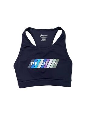 Peloton Pace High Neck Sports Bra SU221 Small Black Multicolour Logo